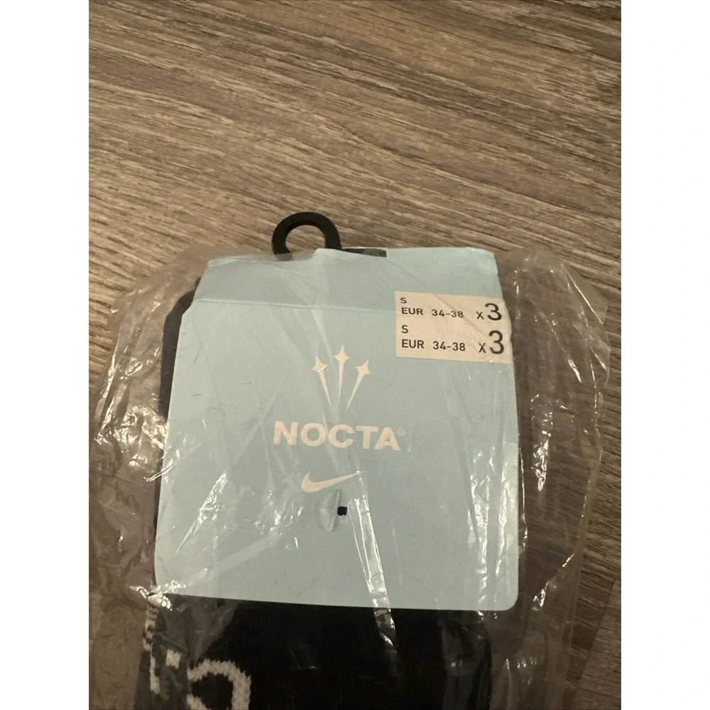 Nike x DRAKE NOCTA Crew Socks Black 3-Pack DD9240-100 Size Small